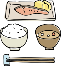 健康的な朝食の食材を表現したイラスト