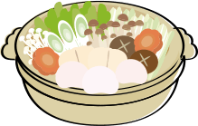 ジビエ料理に使用される山の幸を表現した装飾イラスト