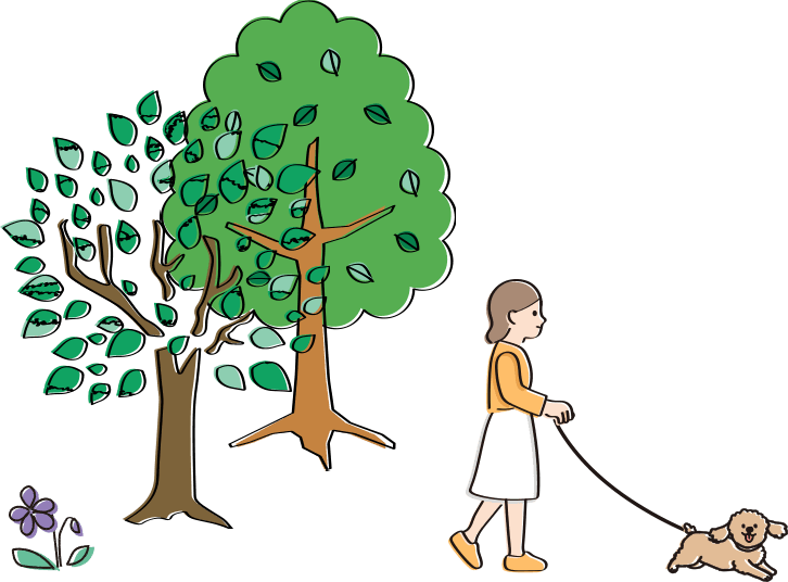 ペットフレンドリーな雰囲気を表現した装飾イラスト