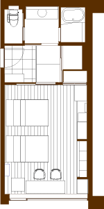 スタンダードツイン客室のインテリアと設備を紹介する写真