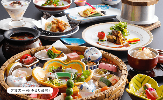 彩り豊かな和洋会席料理。季節の食材を使用した特別なディナー