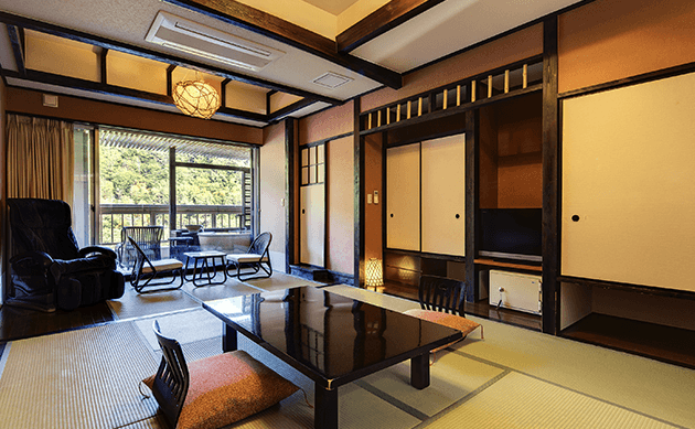 温水露天風呂付きのお部屋で、いつでも快適な入浴泉タイム【不死王閣】